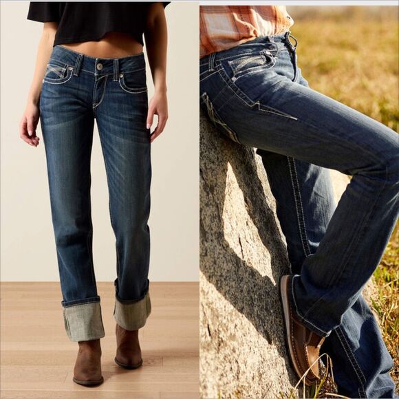 Ariat Womens REAL Mid Rise Stretch Ivy Stackable Straight Leg Jean Size 34 - Picture 1 of 9